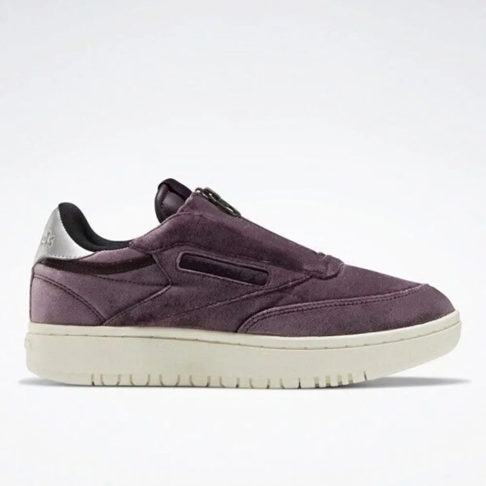 Reebok Womens Club C Double Zip Court Shoes Size 8.5 Purple‎ Velvet Chunky Retro
